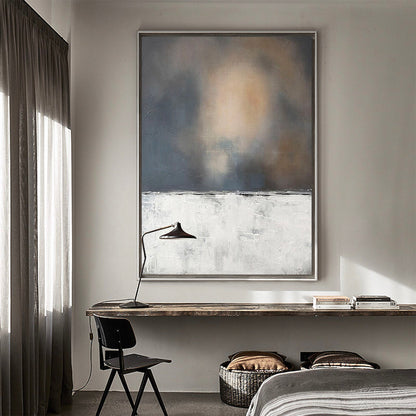 Modern Wabi-Sabi Oil Painting for Minimalist Home Decor and Tranquil Spaces