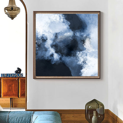 Serene Blue Abstract Oil Painting for Modern Home Décor