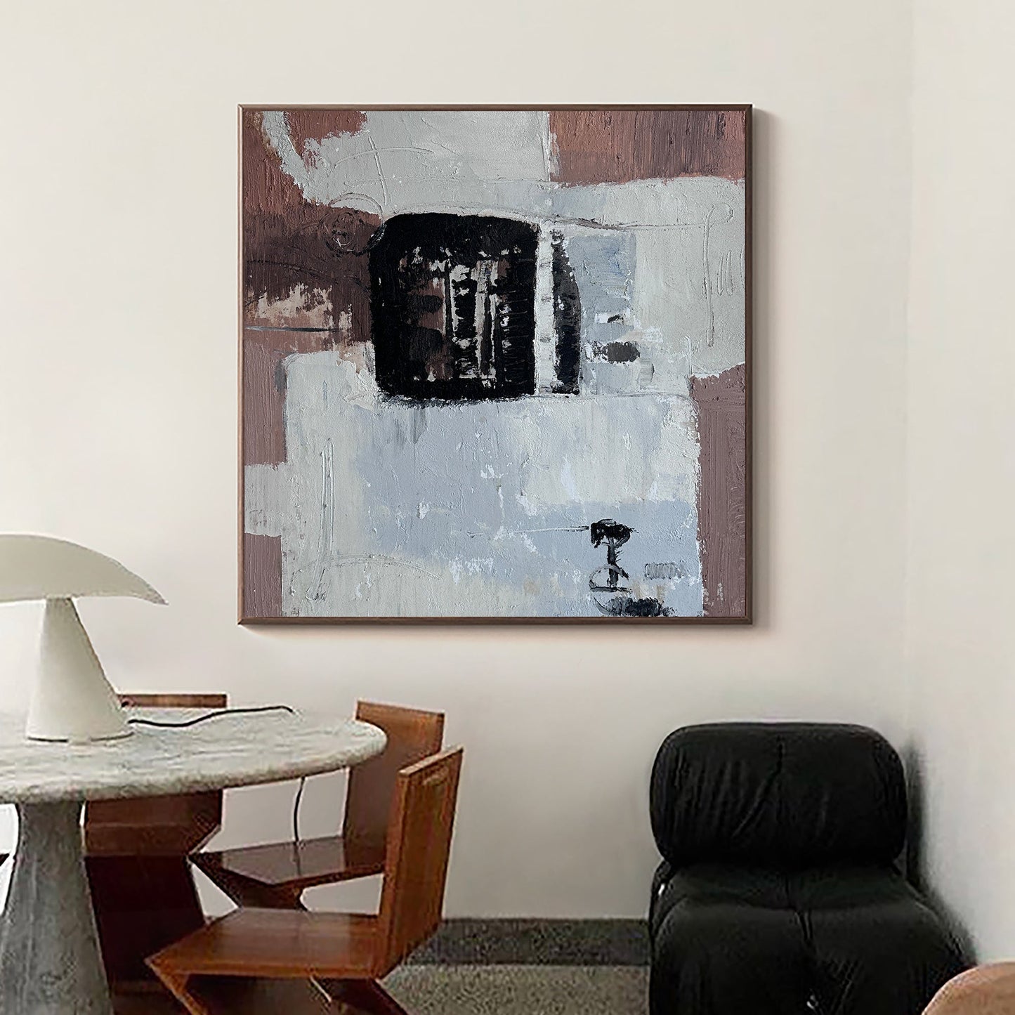 Contemporary Abstract Oil Painting with Neutral Tones for Modern Decor