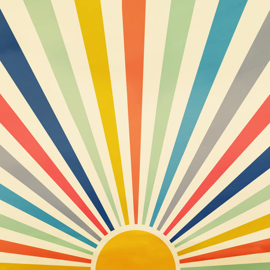 Retro Sunburst Oil Painting in Vibrant Colors for Modern Home Decor