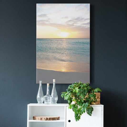Tranquil Sunset Over Serene Ocean Waters - Oil Painting