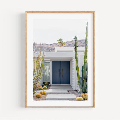 Stunning Navy Blue Door Framed Oil Painting for Modern Home Decor