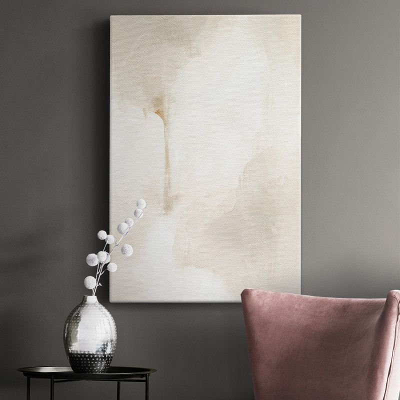 Serene Neutral Glow Abstract Oil Painting for Calm Indoor Decor