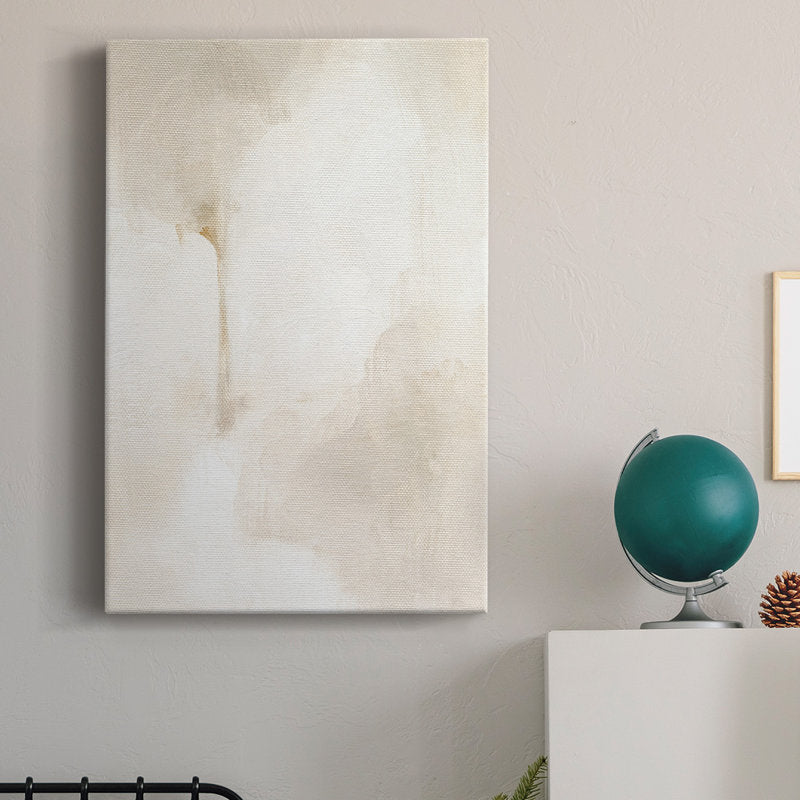 Serene Neutral Glow Abstract Oil Painting for Calm Indoor Decor