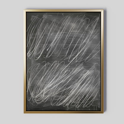 Abstract Chalkboard Inspired Oil Painting for Modern Home Decor