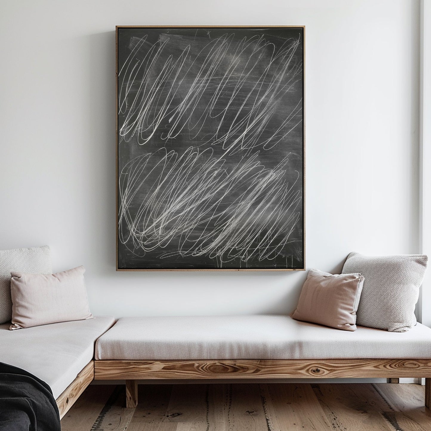 Abstract Chalkboard Inspired Oil Painting for Modern Home Decor