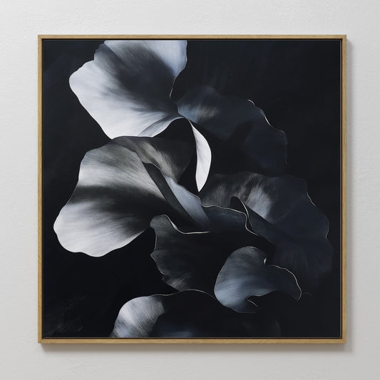 Elegant Nocturnal Floral Abstract Oil Painting for Modern Decor
