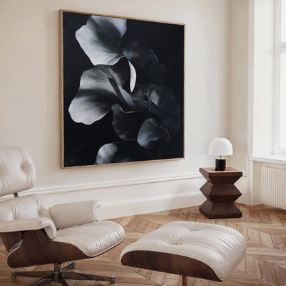 Elegant Nocturnal Floral Abstract Oil Painting for Modern Decor