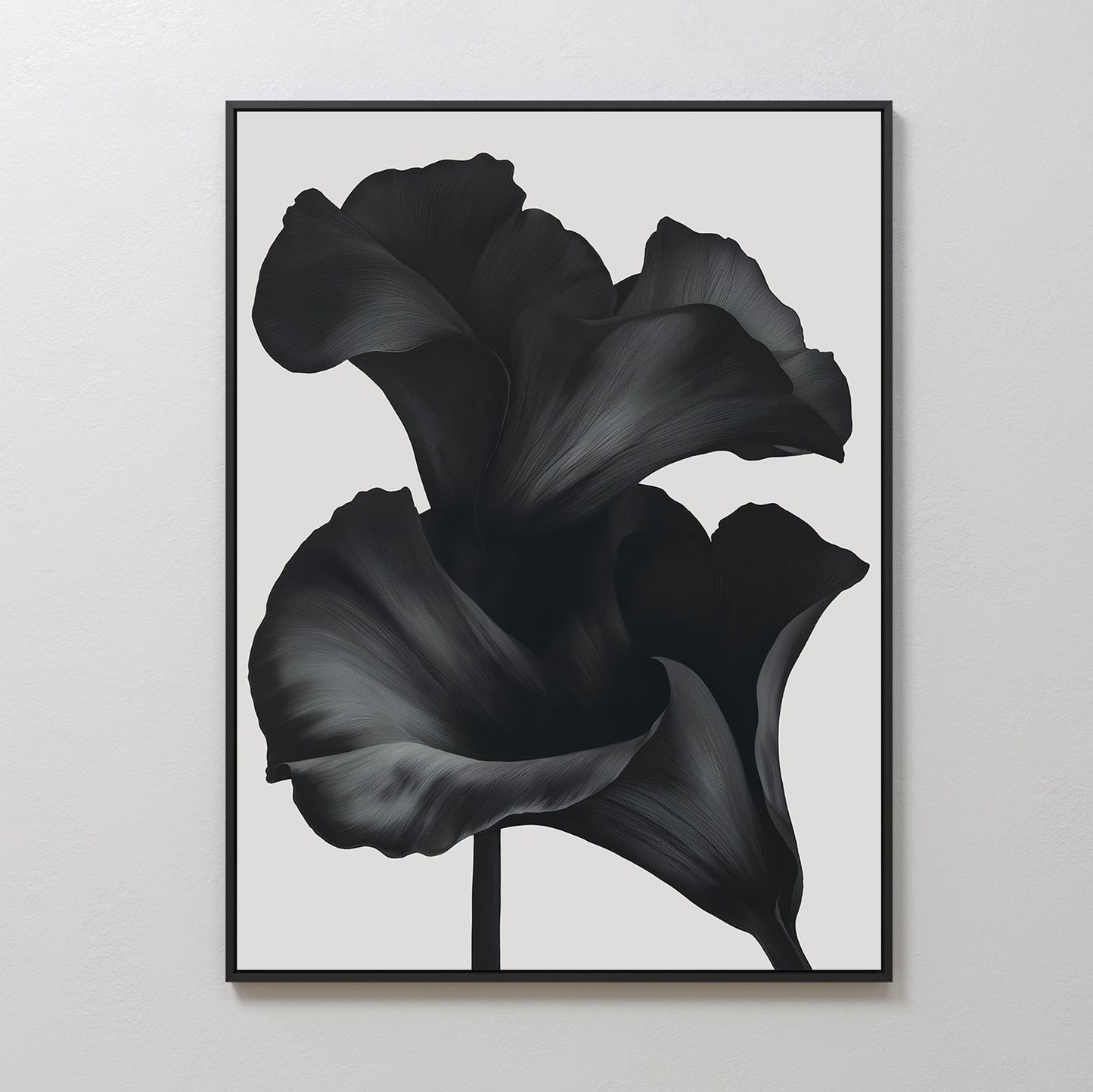 Elegant Black Floral Abstract Oil Painting for Modern Home Decor