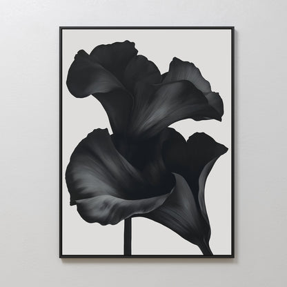 Elegant Black Floral Abstract Oil Painting for Modern Home Decor