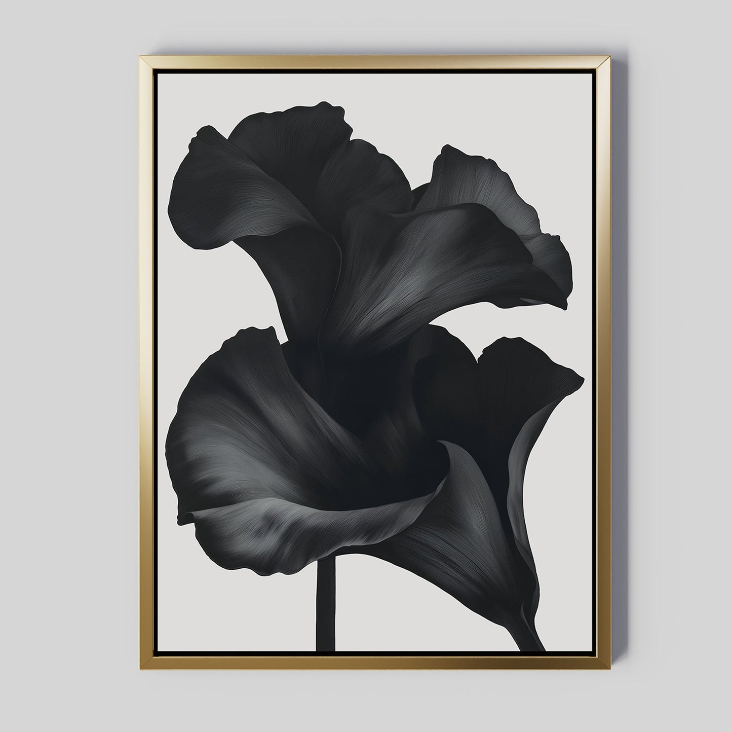 Elegant Black Floral Abstract Oil Painting for Modern Home Decor