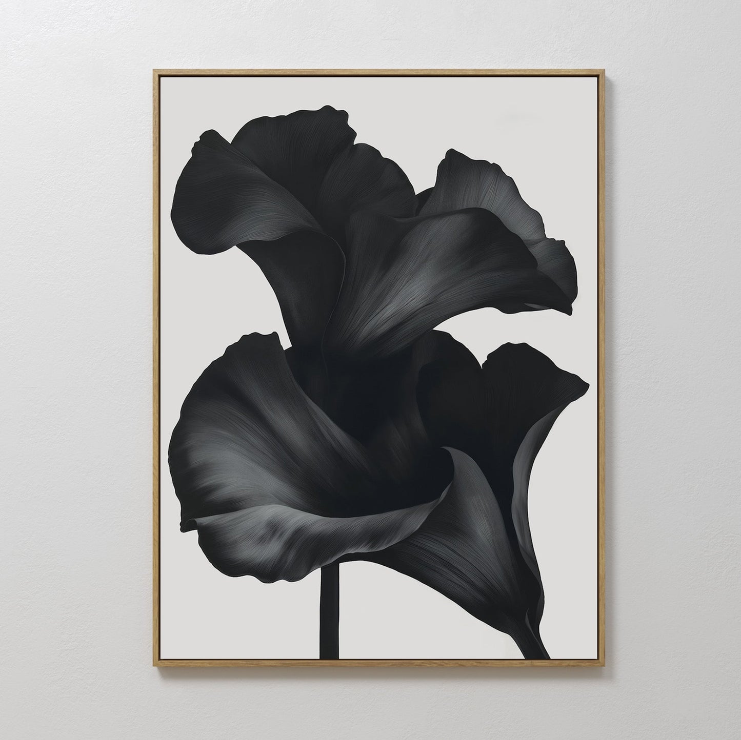 Elegant Black Floral Abstract Oil Painting for Modern Home Decor