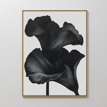 Elegant Black Floral Abstract Oil Painting for Modern Home Decor