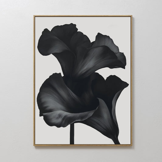 Elegant Black Floral Abstract Oil Painting for Modern Home Decor