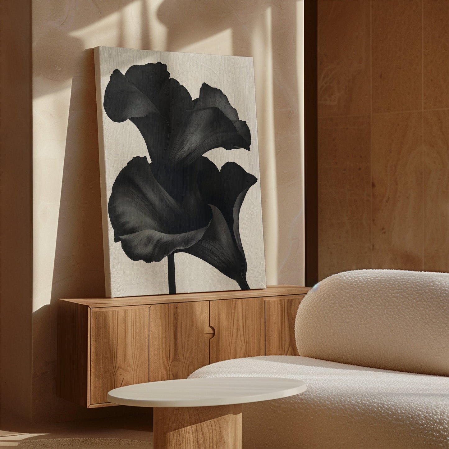 Elegant Black Floral Abstract Oil Painting for Modern Home Decor