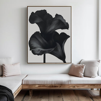Elegant Black Floral Abstract Oil Painting for Modern Home Decor