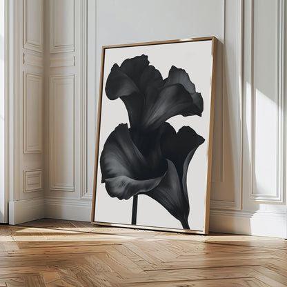 Elegant Black Floral Abstract Oil Painting for Modern Home Decor
