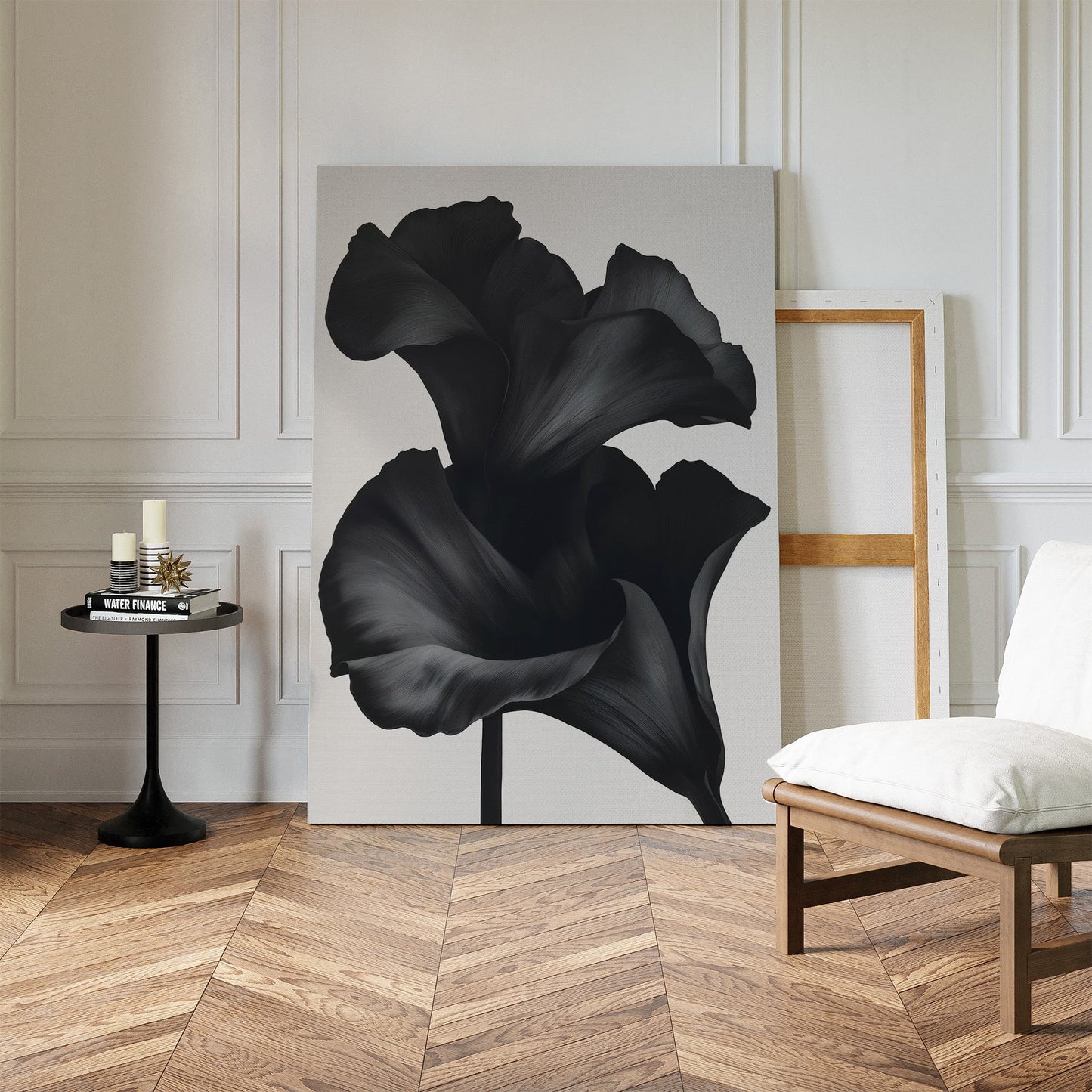 Elegant Black Floral Abstract Oil Painting for Modern Home Decor