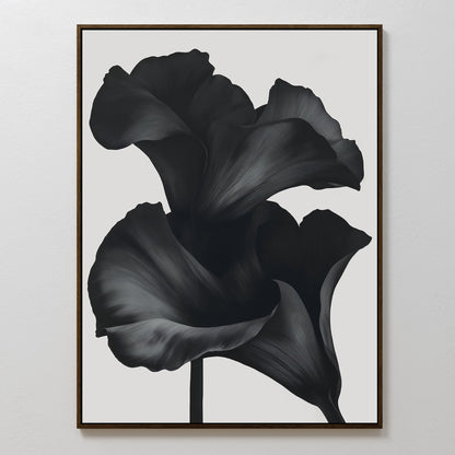 Elegant Black Floral Abstract Oil Painting for Modern Home Decor
