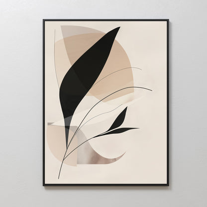 Abstract Black and Beige Floral Oil Painting for Modern Home Decor