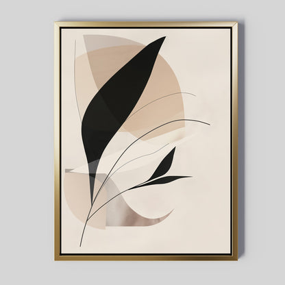 Abstract Black and Beige Floral Oil Painting for Modern Home Decor