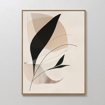 Abstract Black and Beige Floral Oil Painting for Modern Home Decor