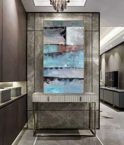 Abstract Oceanic Layers - Modern Oil Painting for Contemporary Home Decor