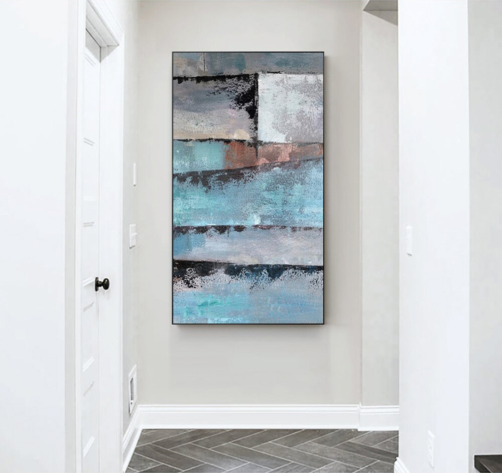 Abstract Oceanic Layers - Modern Oil Painting for Contemporary Home Decor