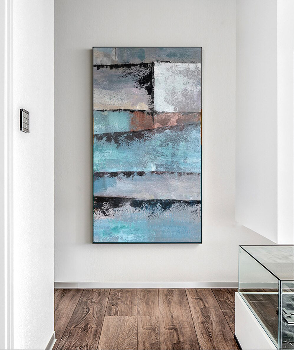 Abstract Oceanic Layers - Modern Oil Painting for Contemporary Home Decor