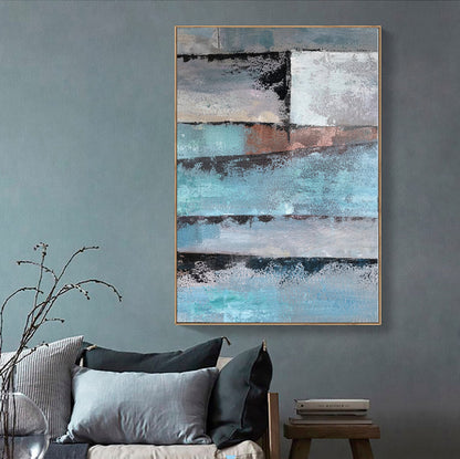 Abstract Oceanic Layers - Modern Oil Painting for Contemporary Home Decor