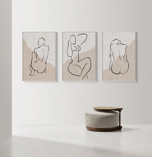 Elegant Minimalist Nude Line Art for Modern Home Decor