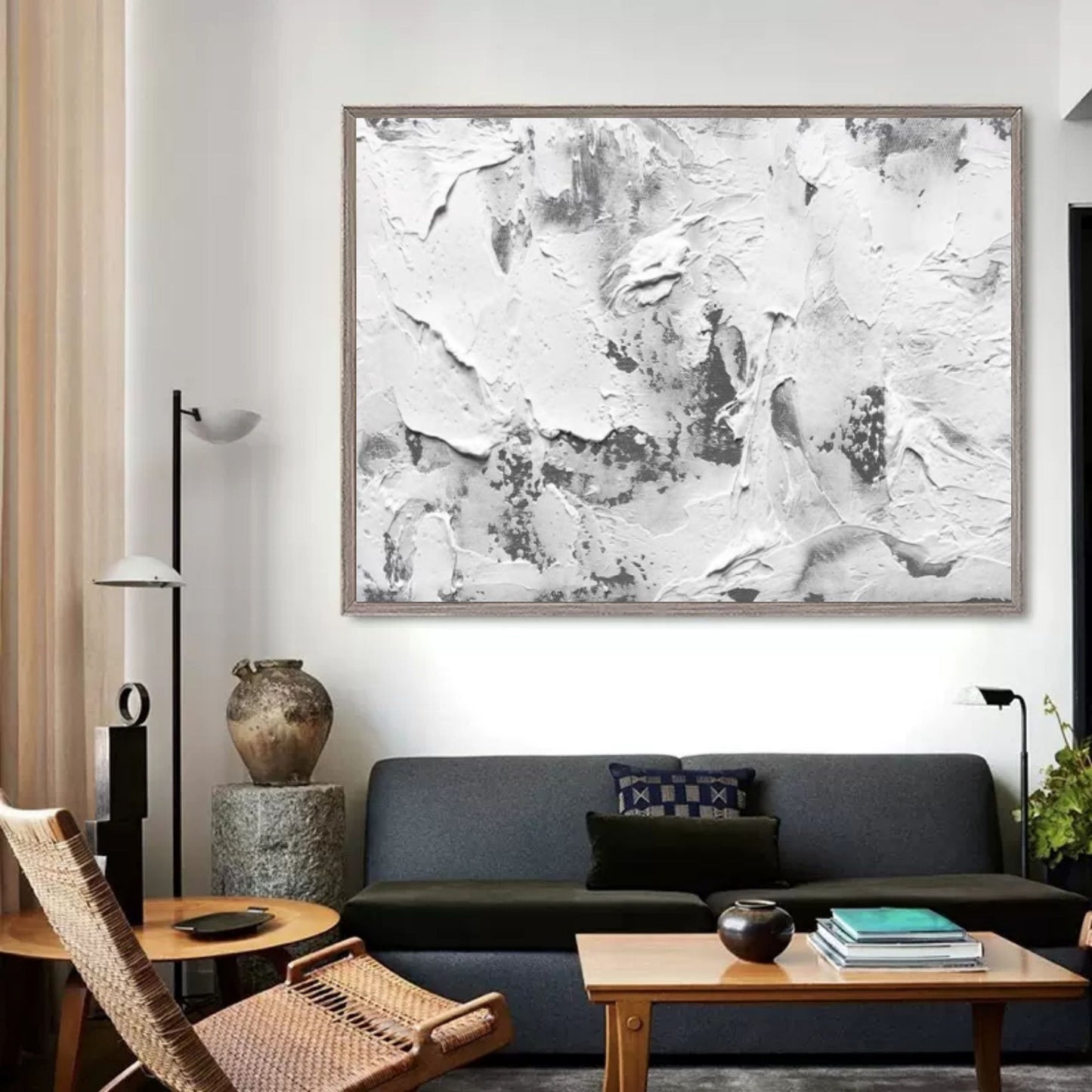 Textured Minimalist Oil Painting for Modern Wabi-Sabi Home Decor