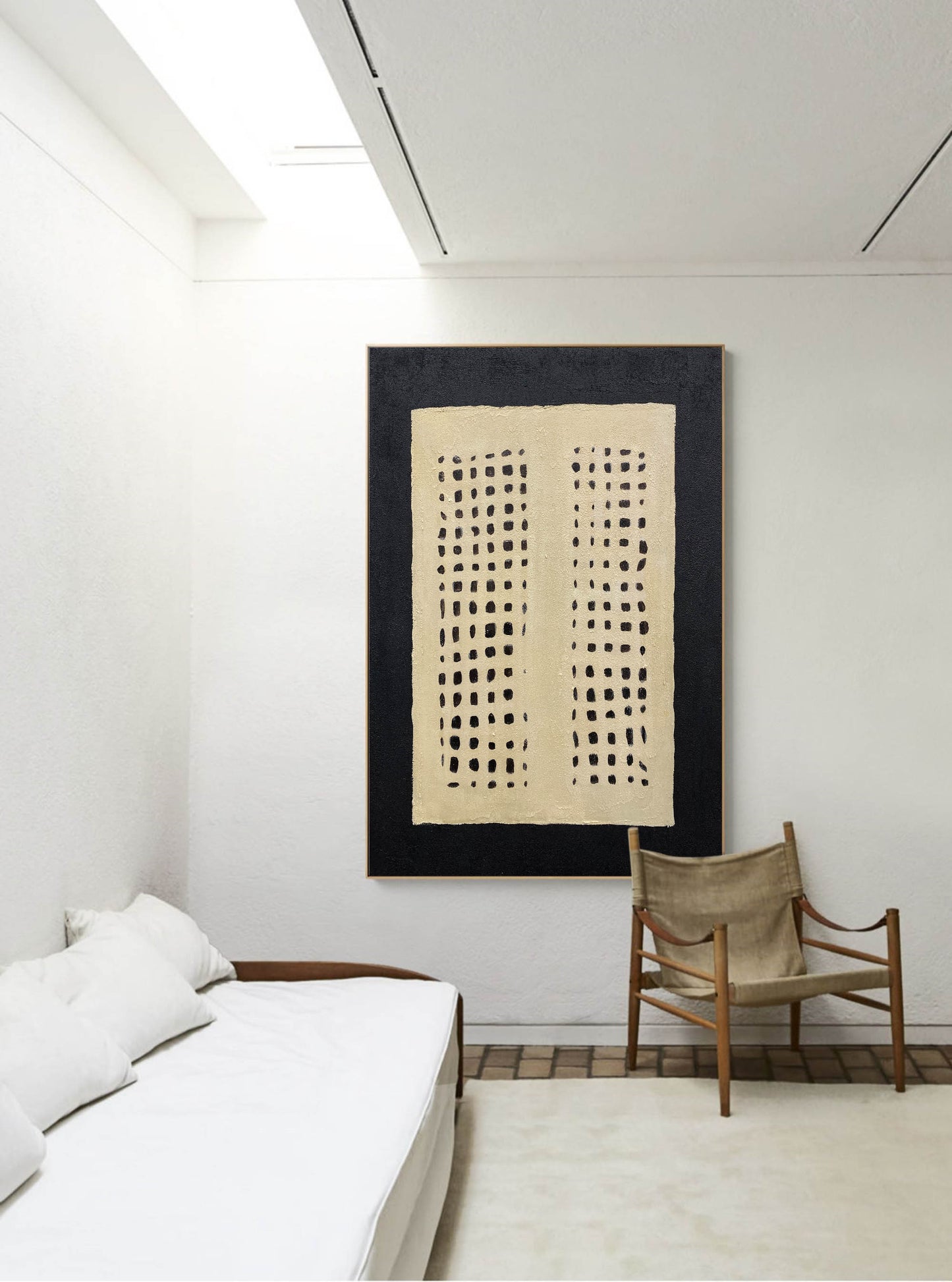 Contemporary Minimalist Abstract Oil Painting with Geometric Patterns