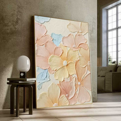 Soft Pastel Flower Oil Painting for Elegant Home Decor
