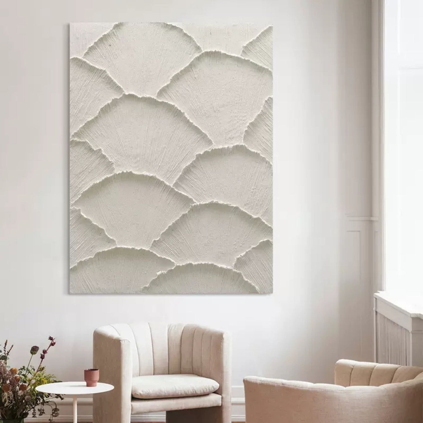 Textured White Plaster Oil Painting for Modern Home Decor Enhancement