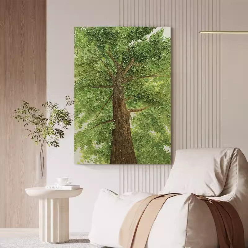 Majestic Green Canopy: Stunning Oil Painting of a Towering Tree