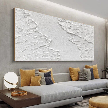 Textured White Abstract Oil Painting for Modern Home Decor