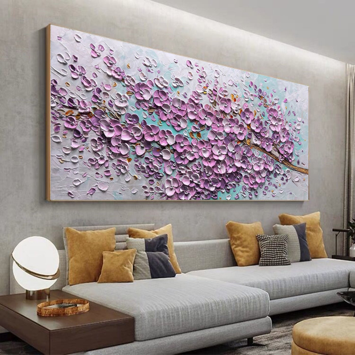 Vibrant Floral Oil Painting with Textured Petals and Serene Background