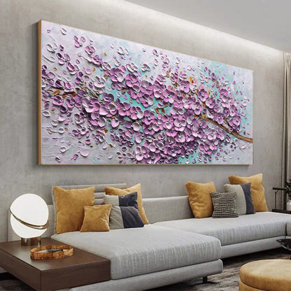Vibrant Floral Oil Painting with Textured Petals and Serene Background