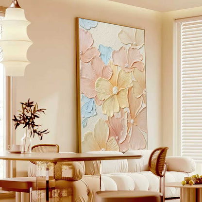 Soft Pastel Flower Oil Painting for Elegant Home Decor