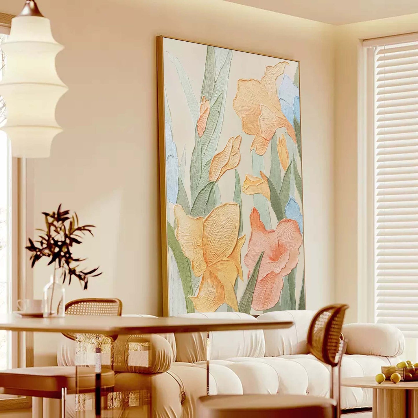 Vibrant Floral Oil Painting for Home Decor – Elegant Flower Wall Art