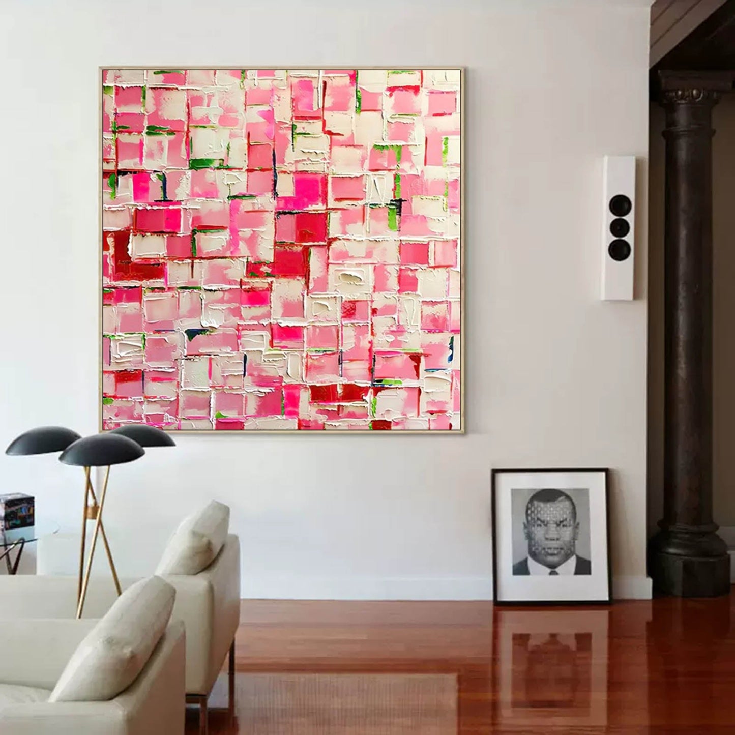 Vibrant Pink Abstract Oil Painting for Modern Home Décor