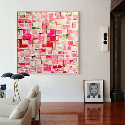 Vibrant Pink Abstract Oil Painting for Modern Home Décor