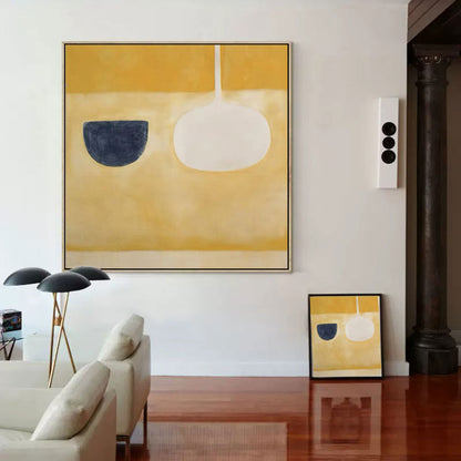 Contemporary Minimalist Oil Painting with Bold Color Blocks