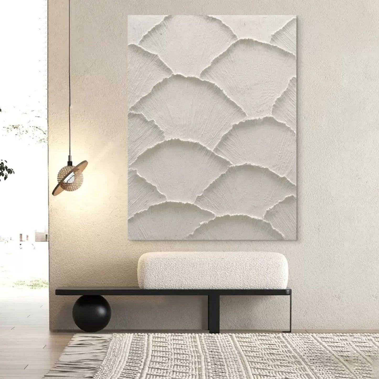 Textured White Plaster Oil Painting for Modern Home Decor Enhancement