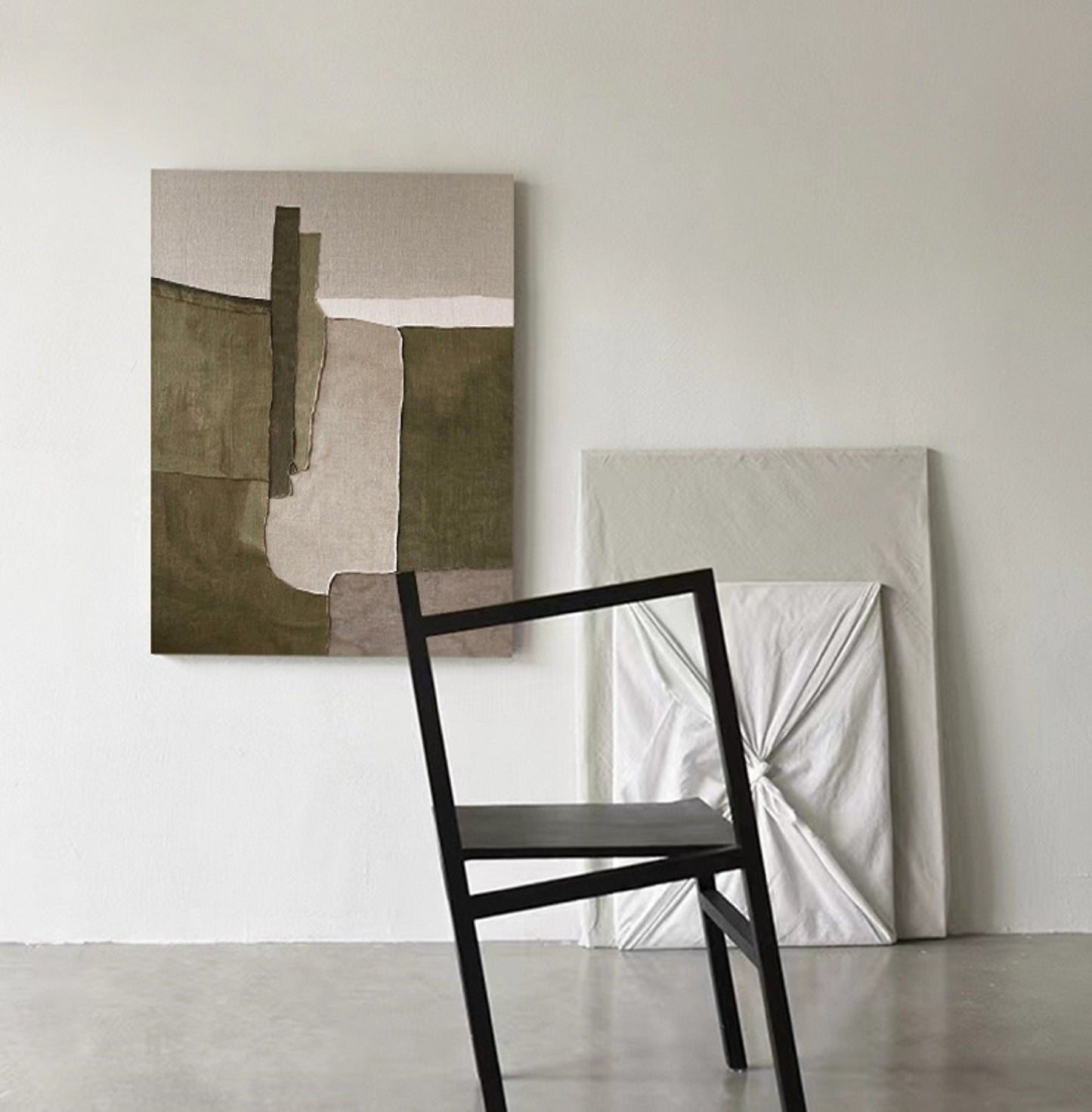 Earthy Tones Minimalist Abstract Oil Painting for Modern Home Decor