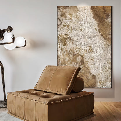 Golden Textured Abstract Oil Painting for Elegant Home Decor