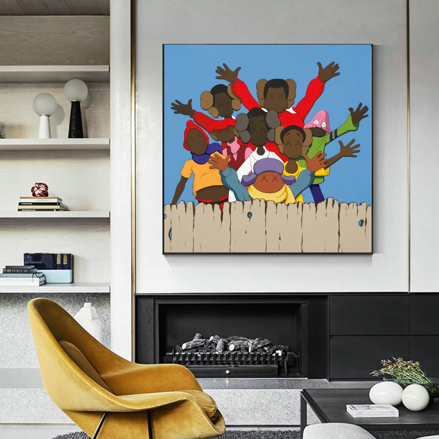 Vibrant Kaws-Inspired Pop Art Oil Painting for Modern Decor