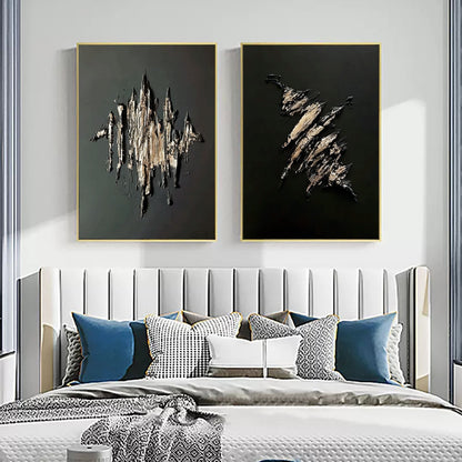 Contemporary Dual Set of Abstract Oil Paintings for Modern Home Decor