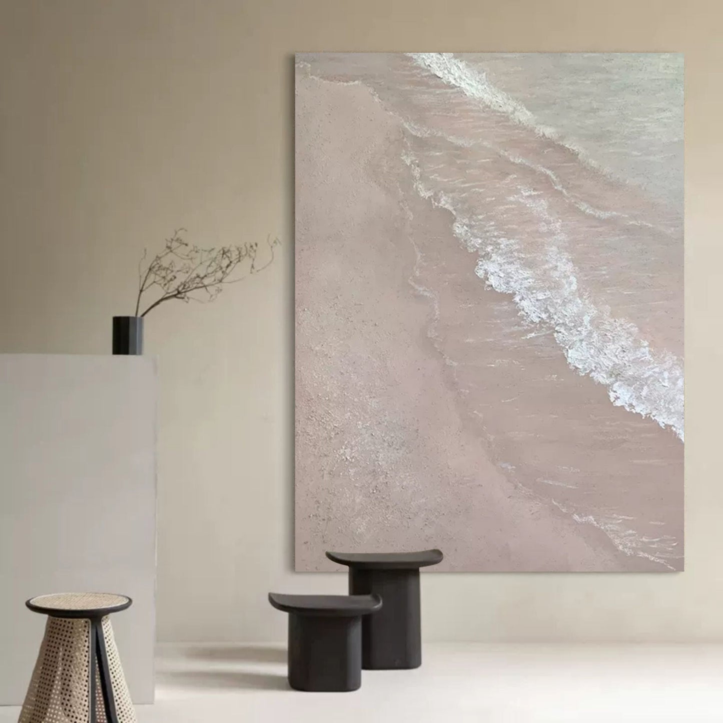 Serene Beach Wave Oil Painting for Tranquil Home Decor and Art Lovers